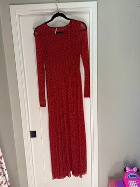 Free People Red Long Sleeve Maxi Dress - Women's Floral Print